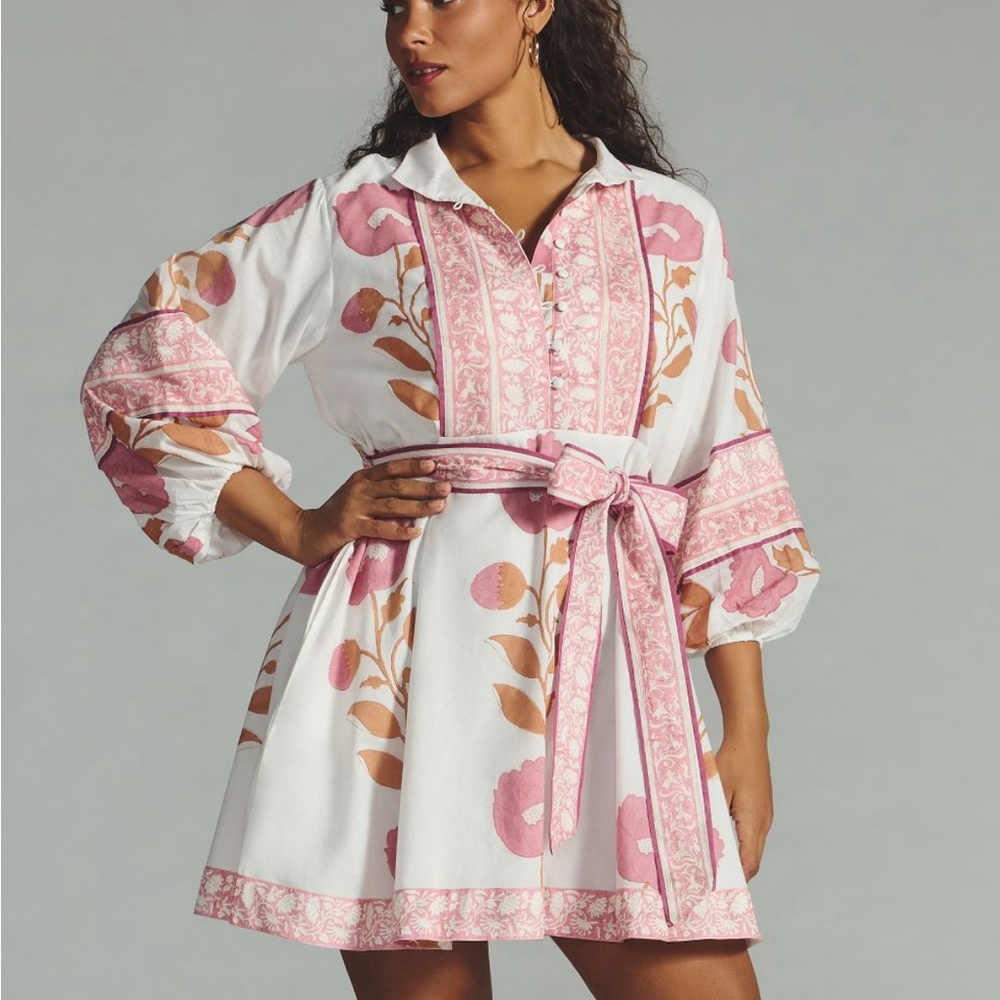 Floral Pink and White Dress
